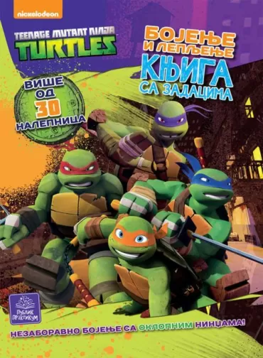 tmnt bojenje i lepljenje, knjiga sa zadacima 